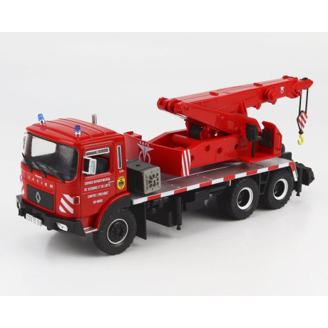 EDICOLA SAVIEM EPG TRUCK AUTOGRU CRANE SAPEURS POMPIERS FRANCE 1971 - RED SILVER 1/43