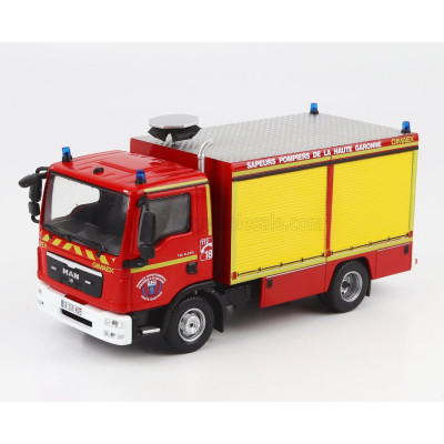 EDICOLA MAN TGL 8.220 TANKER TRUCK SUPPORTO TECNICO SAPEURS POMPIERS FRANCE 2014 - RED YELLOW 1/43