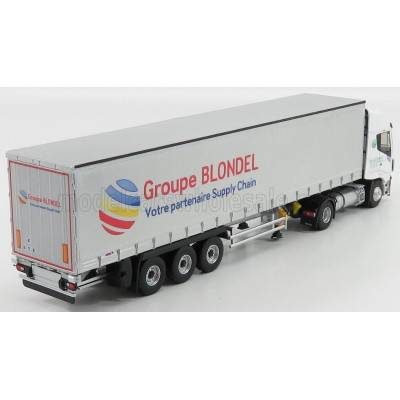 ELIGOR IVECO FIAT STRALIS 460NP TRUCK TELONATO GROUPE BLONDEL TRANSPORTS 2015 - WHITE SILVER 1/43