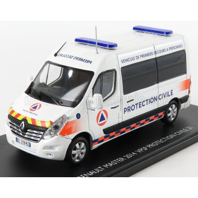 ELIGOR RENAULT MASTER VAN AMBULANCE PROTECTION CIVILE VEHICULE DE PREMIERS SECOURS A PERSONNE VPSP 2014 - WHITE ORANGE BLUE 1/43