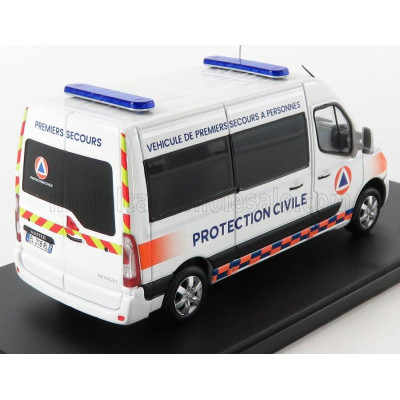 ELIGOR RENAULT MASTER VAN AMBULANCE PROTECTION CIVILE VEHICULE DE PREMIERS SECOURS A PERSONNE VPSP 2014 - WHITE ORANGE BLUE 1/43