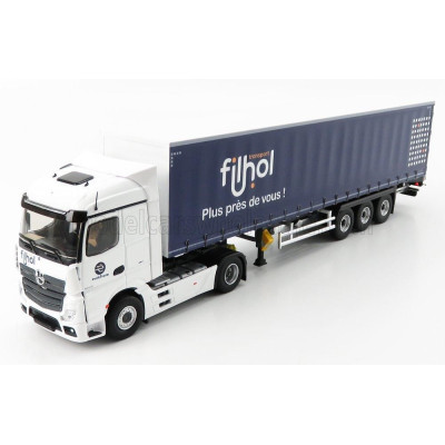 ELIGOR MERCEDES BENZ ACTROS 1845 TRUCK TELONATO FILHOL TRANSPORTS 2016 - WHITE BLUE 1/43