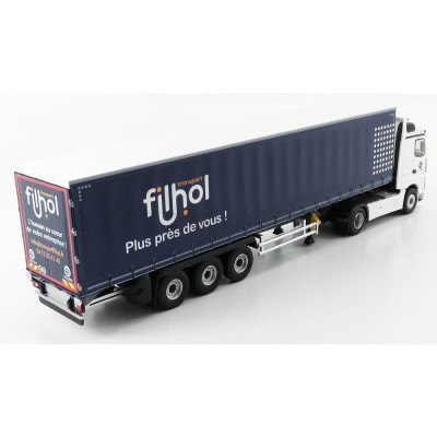 ELIGOR MERCEDES BENZ ACTROS 1845 TRUCK TELONATO FILHOL TRANSPORTS 2016 - WHITE BLUE 1/43