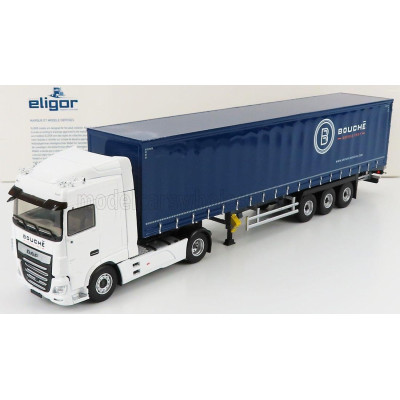 ELIGOR DAF XF480 SUPERSPACE MY 2017 TRUCK TELONATO BOUCHE TRANSPORTS 2017 - WHITE BLUE 1/43