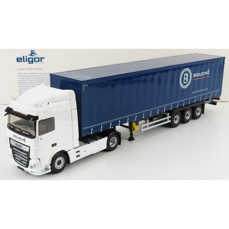 ELIGOR DAF XF480 SUPERSPACE MY 2017 TRUCK TELONATO BOUCHE TRANSPORTS 2017 - WHITE BLUE 1/43