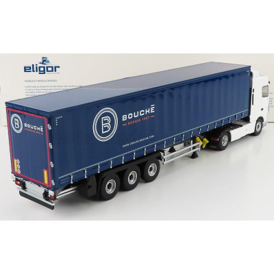 ELIGOR DAF XF480 SUPERSPACE MY 2017 TRUCK TELONATO BOUCHE TRANSPORTS 2017 - WHITE BLUE 1/43