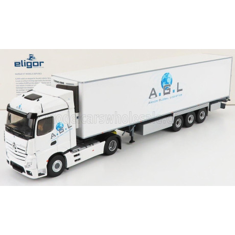 ELIGOR MERCEDES BENZ ACTROS 5 1851 TRUCK SEMI-FRIGO ARMOR GLOBAL LOGISTICS TRANSPORTS 2018 - WHITE 1/43