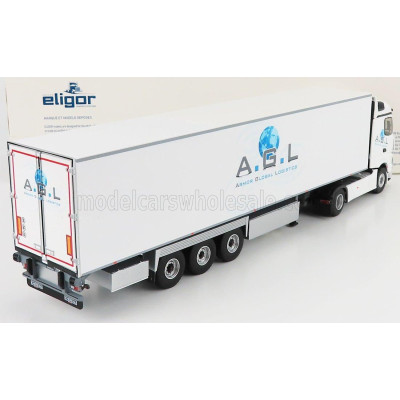 ELIGOR MERCEDES BENZ ACTROS 5 1851 TRUCK SEMI-FRIGO ARMOR GLOBAL LOGISTICS TRANSPORTS 2018 - WHITE 1/43