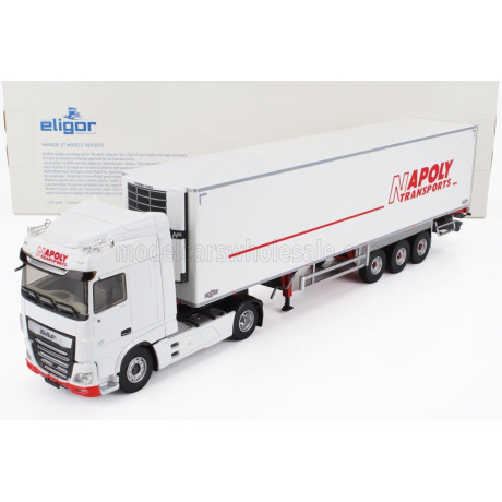 ELIGOR DAF XF 460 MY17 TRUCK SEMI-FRIGO NAPOLY TRANSPORTS 2017 - WHITE 1/43