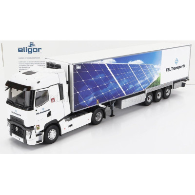 ELIGOR RENAULT T-LINE HIGH TRUCK SEMI-FRIGO FSL TRANSPORTS 2021 - WHITE BLUE 1/43