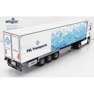 ELIGOR RENAULT T-LINE HIGH TRUCK SEMI-FRIGO FSL TRANSPORTS 2021 - WHITE LIGHT BLUE 1/43