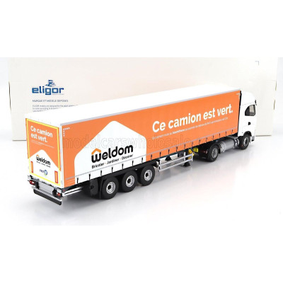 ELIGOR IVECO FIAT S-WAY NP TRUCK TELONATO WELDOM TRANSPORTS 2021 - WHITE ORANGE 1/43