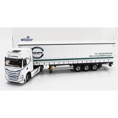 ELIGOR IVECO FIAT S-WAY 510 TRUCK TELONATO TRANSPHIL TRANSPORTS 2021 - WHITE GREEN 1/43