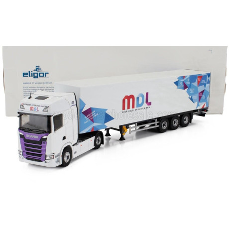 ELIGOR SCANIA S500 TRUCK CASSONATO MDL TRANSPORTS 2024 - WHITE 1/43