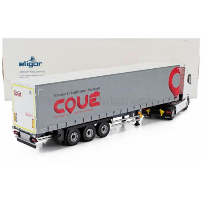 ELIGOR DAF XG TRUCK TELONATO COUE TRANSPORTS 2021 - WHITE RED GREY 1/43