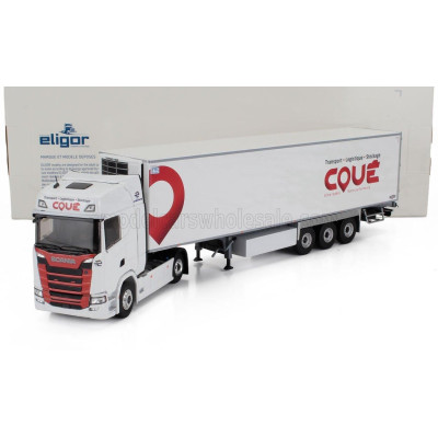 ELIGOR SCANIA S500 TRUCK SEMI-FRIGO COUE TRANSPORTS 2021 - WHITE RED 1/43