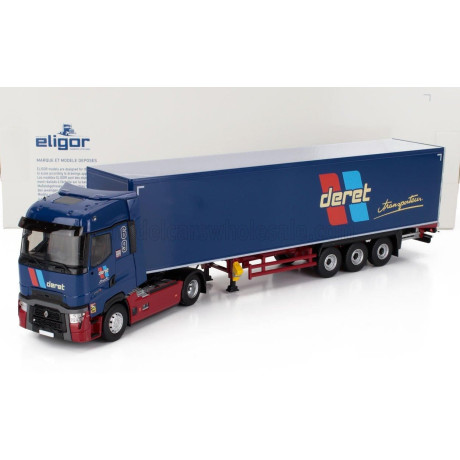ELIGOR RENAULT T-HIGH TRUCK CASSONATO DERET TRANSPORTS 2023 - BLUE 1/43
