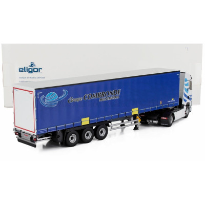 ELIGOR RENAULT T-HIGH TRUCK TELONATO COMBRONDE TRANSPORTS 2023 - WHITE BLUE 1/43