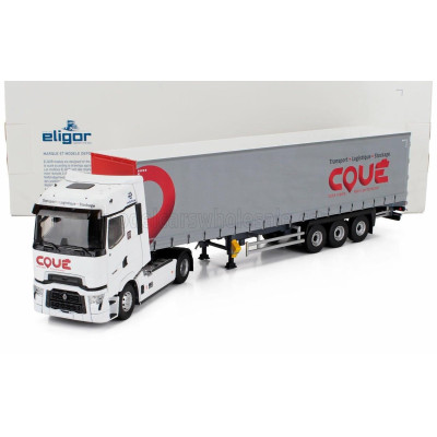 ELIGOR RENAULT T-HIGH TRUCK TELONATO COUE TRANSPORTS 2023 - WHITE GREY 1/43