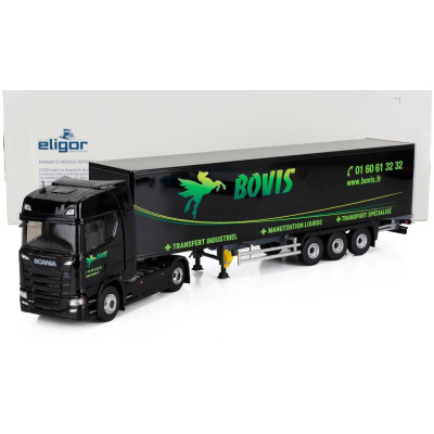 ELIGOR SCANIA S500 TRUCK CASSONATO BOVIS TRANSPORTS 2021 - BLACK 1/43