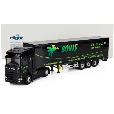 ELIGOR SCANIA S500 TRUCK CASSONATO BOVIS TRANSPORTS 2021 - BLACK 1/43