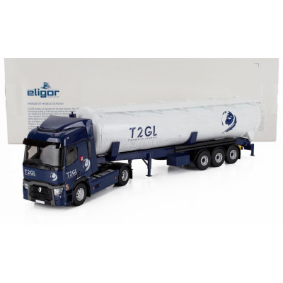 ELIGOR RENAULT T-LINE TANKER TRUCK T2GL TRANSPORTS 2021 - BLUE WHITE 1/43