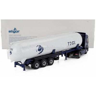 ELIGOR RENAULT T-LINE TANKER TRUCK T2GL TRANSPORTS 2021 - BLUE WHITE 1/43