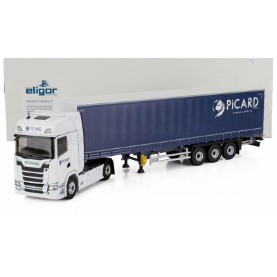ELIGOR SCANIA S500 TRUCK TELONATO PICARD TRANSPORTS 2021 - WHITE BLUE 1/43