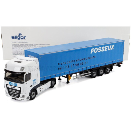 ELIGOR DAF XF EURO 6 TRUCK TELONATO FOSSEUX TRANSPORTS 2012 - WHITE BLUE 1/43