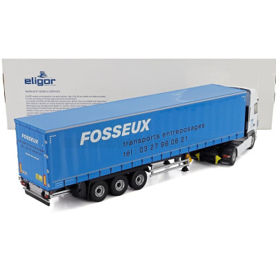 ELIGOR DAF XF EURO 6 TRUCK TELONATO FOSSEUX TRANSPORTS 2012 - WHITE BLUE 1/43