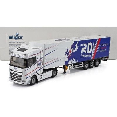 ELIGOR DAF XG TRUCK CASSONATO RDV TRANSPORTS 2021 - WHITE BLUE 1/43
