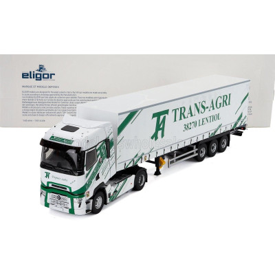 ELIGOR RENAULT T-LINE HIGH TRUCK TELONATO TRANS-AGRI TRANSPORTS 2023 - WHITE GREEN 1/43