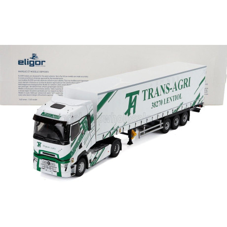 ELIGOR RENAULT T-LINE HIGH TRUCK TELONATO TRANS-AGRI TRANSPORTS 2023 - WHITE GREEN 1/43