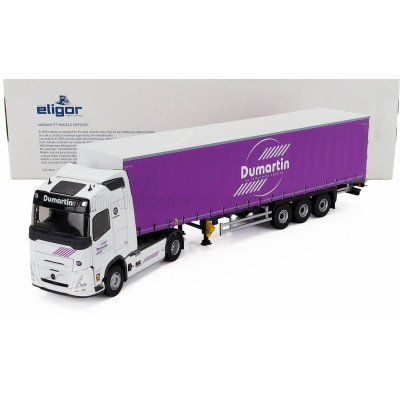 ELIGOR VOLVO FH 500 TRUCK TELONATO DUMARTIN TRANSPORTS 2024 - WHITE PURPLE 1/43