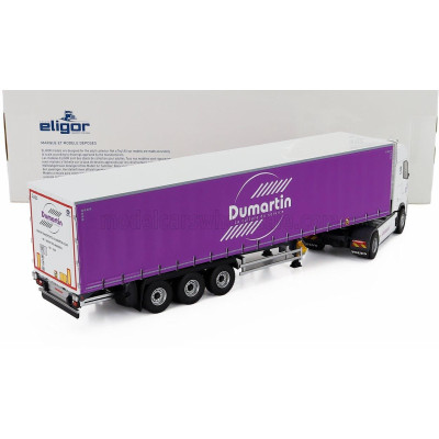 ELIGOR VOLVO FH 500 TRUCK TELONATO DUMARTIN TRANSPORTS 2024 - WHITE PURPLE 1/43