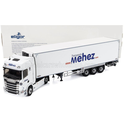 ELIGOR SCANIA S500 TRUCK SEMI-FRIGO MEHEZ TRANSPORTS 2021 - WHITE 1/43