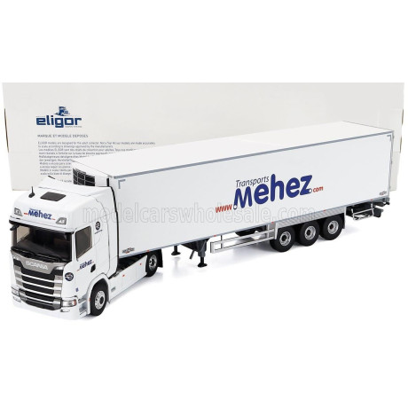ELIGOR SCANIA S500 TRUCK SEMI-FRIGO MEHEZ TRANSPORTS 2021 - WHITE 1/43