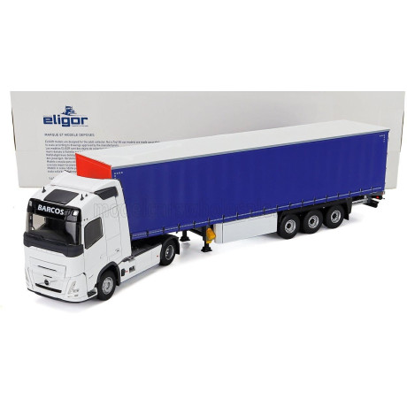 ELIGOR VOLVO FH AERO TRUCK TELONATO BARCOS TRANSPORTS 2024 - WHITE BLUE 1/43