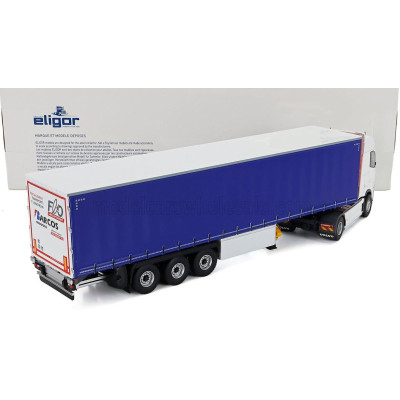 ELIGOR VOLVO FH AERO TRUCK TELONATO BARCOS TRANSPORTS 2024 - WHITE BLUE 1/43