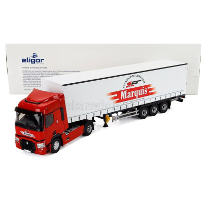 ELIGOR RENAULT T480 TRUCK TELONATO MARQUIS TRANSPORTS 2021 - WHITE RED 1/43