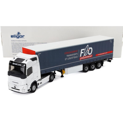 ELIGOR VOLVO FH AERO TRUCK TELONATO BARCOS TRANSPORTS 2024 - WHITE BLUE 1/43