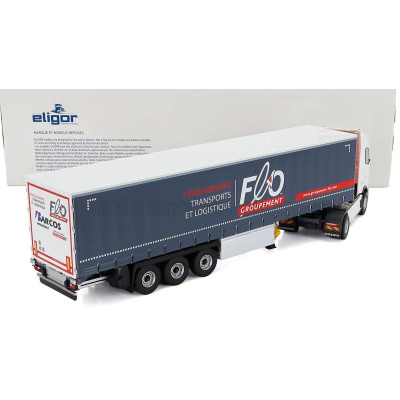 ELIGOR VOLVO FH AERO TRUCK TELONATO BARCOS TRANSPORTS 2024 - WHITE BLUE 1/43