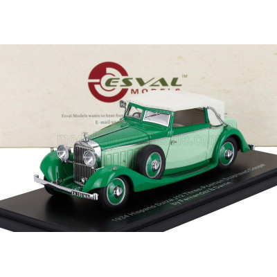 ESVAL MODEL HISPANO SUIZA J12 DROPHEAD CABRIOLET CLOSED DROPHEAD COUPE BY FERNANDEZ & DARRIN 1934 - 2 TONE GREEN WHITE 1/43