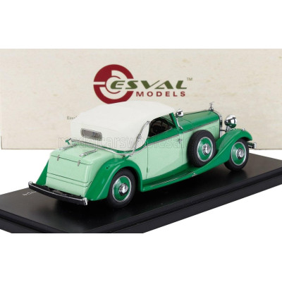 ESVAL MODEL HISPANO SUIZA J12 DROPHEAD CABRIOLET CLOSED DROPHEAD COUPE BY FERNANDEZ & DARRIN 1934 - 2 TONE GREEN WHITE 1/43