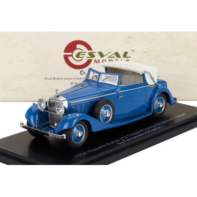 ESVAL MODEL HISPANO SUIZA J12 DROPHEAD CABRIOLET OPEN DROPHEAD COUPE BY FERNANDEZ & DARRIN 1934 - BLUE  WHITE 1/43