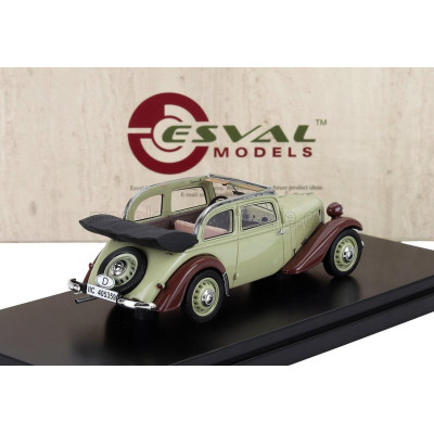 ESVAL MODEL ADLER TRUMPF JUNIOR CABRIOLET OPEN 1934 - BEIGE BROWN BLACK 1/43
