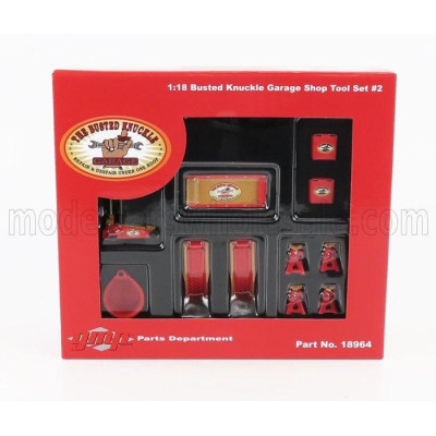 GMP ACCESSORIES SET OFFICINA GARAGE TOOL SET THE BUSTED KNUCKLE - RED GOLD 1/18
