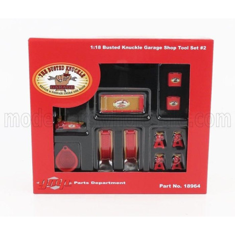 GMP ACCESSORIES SET OFFICINA GARAGE TOOL SET THE BUSTED KNUCKLE - RED GOLD 1/18