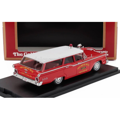 GOLDVARG FORD USA COUNTRY SQUIRE SW STATION WAGON FRUITLAND FIRE ENGINE 1959 - RED WHITE 1/43