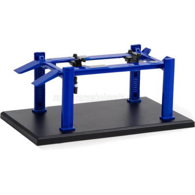 GREENLIGHT ACCESSORIES GARAGE SET OFFICINA - PONTE SOLLEVATORE AUTO - FOUR POST LIFT - BLUE 1/64
